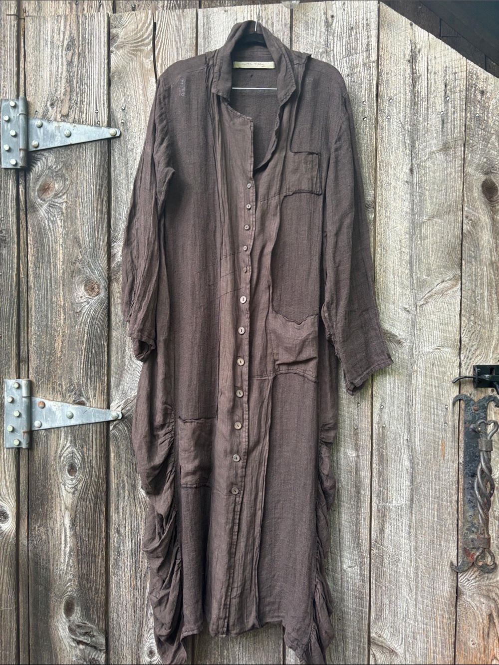 Relaxed Button-Front Duster in espresso bean Dark Brown